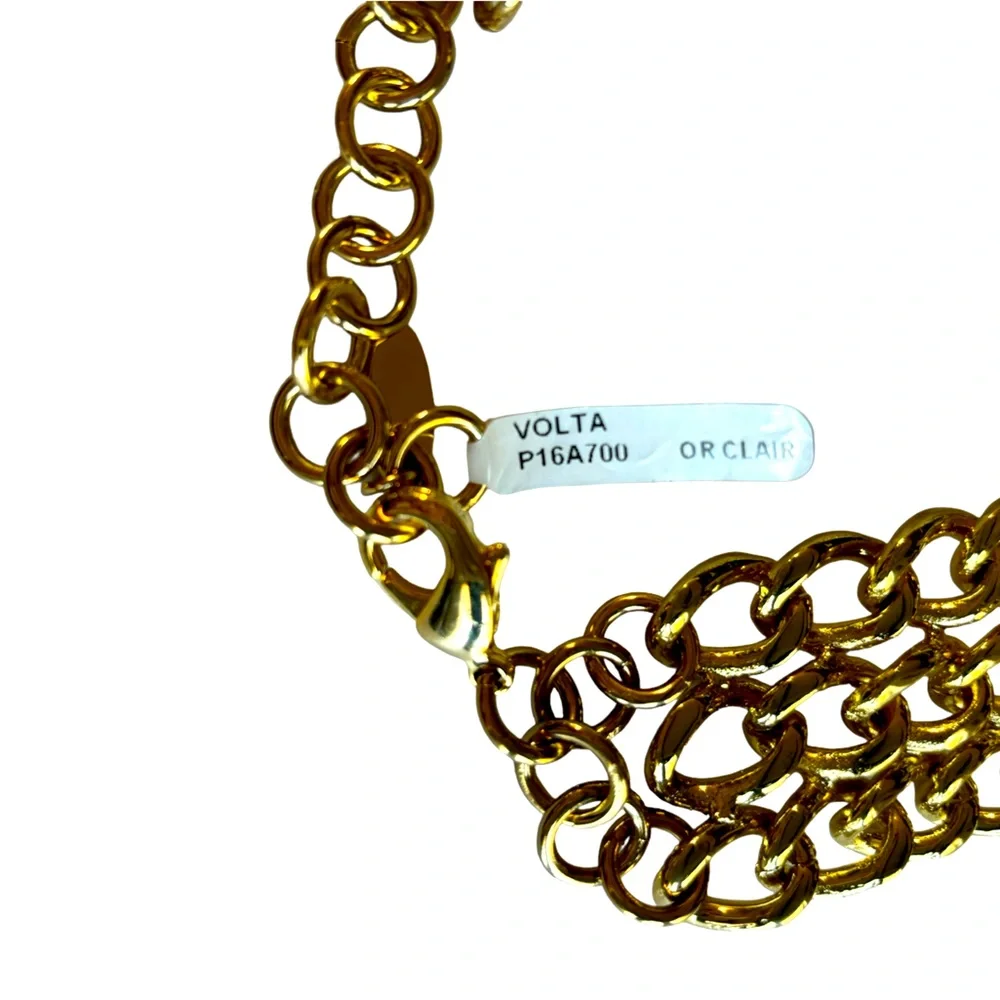 Anne Fontaine Lucite Bead On Clair Gold Tone Peter Pan Collar Volta Necklace 18”